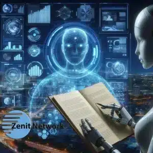 Crea una imagen futurista con un robot humanoide representando la inteligencia artificial realizando 7 copia