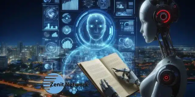 Crea una imagen futurista con un robot humanoide representando la inteligencia artificial realizando 7 copia